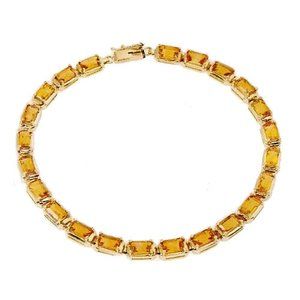 Superb New Bracelet with 6.90ctw Genuine Citrines Made of 14K Yellow Gold.